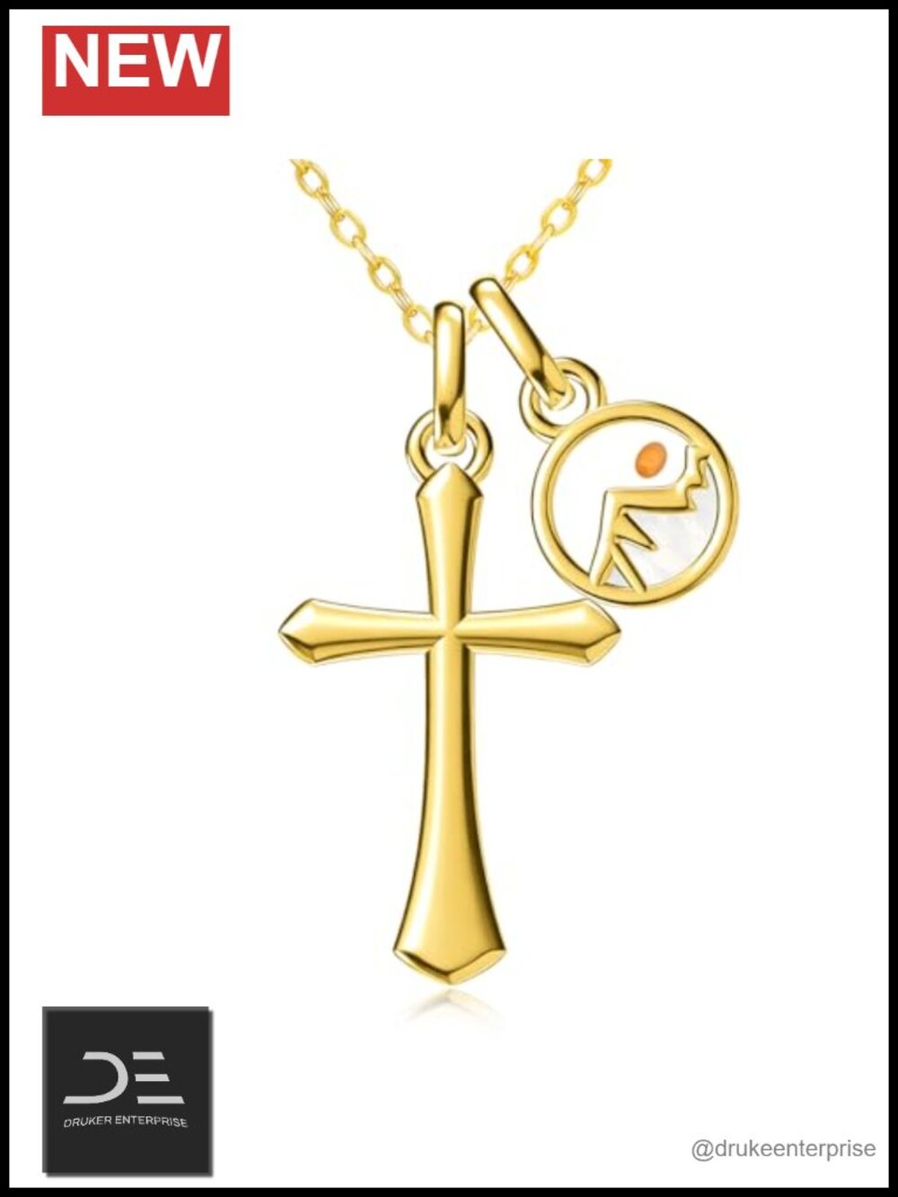 14K Gold Plated Mustard Seed Cross Necklace for Women Faith Jewelry